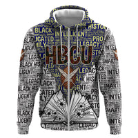 HBCU Black History Legacy Zip Hoodie Word Cloud African Shield Knowledge Book