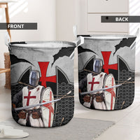 Knights Templar Warrior Red Cross Laundry Basket Crusader Knight In Chainmail Armor With Shield And Sword Art