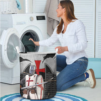Knights Templar Warrior Red Cross Laundry Basket Crusader Knight In Chainmail Armor With Shield And Sword Art