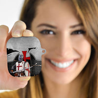 Knights Templar Warrior Red Cross AirPods Case Crusader Knight In Chainmail Armor With Shield And Sword Art