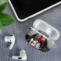 Knights Templar Warrior Red Cross AirPods Case Crusader Knight In Chainmail Armor With Shield And Sword Art