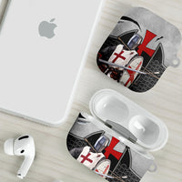 Knights Templar Warrior Red Cross AirPods Case Crusader Knight In Chainmail Armor With Shield And Sword Art