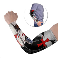 Knights Templar Warrior Red Cross Arm Sleeves Crusader Knight In Chainmail Armor With Shield And Sword Art