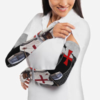 Knights Templar Warrior Red Cross Arm Sleeves Crusader Knight In Chainmail Armor With Shield And Sword Art