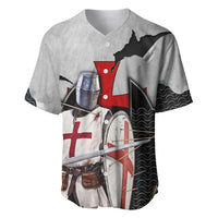 Knights Templar Warrior Red Cross Baseball Jersey Crusader Knight In Chainmail Armor With Shield And Sword Art