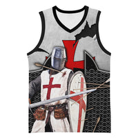 Knights Templar Warrior Red Cross Basketball Jersey Crusader Knight In Chainmail Armor With Shield And Sword Art