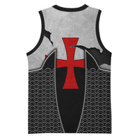 Knights Templar Warrior Red Cross Basketball Jersey Crusader Knight In Chainmail Armor With Shield And Sword Art