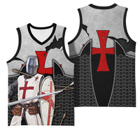 Knights Templar Warrior Red Cross Basketball Jersey Crusader Knight In Chainmail Armor With Shield And Sword Art
