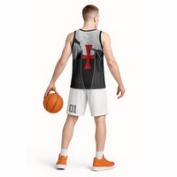 Knights Templar Warrior Red Cross Basketball Jersey Crusader Knight In Chainmail Armor With Shield And Sword Art