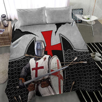 Knights Templar Warrior Red Cross Bedding Set Crusader Knight In Chainmail Armor With Shield And Sword Art