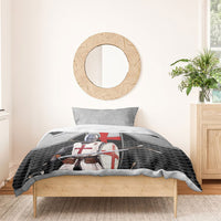 Knights Templar Warrior Red Cross Bedding Set Crusader Knight In Chainmail Armor With Shield And Sword Art