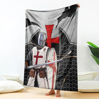 Knights Templar Warrior Red Cross Blanket Crusader Knight In Chainmail Armor With Shield And Sword Art