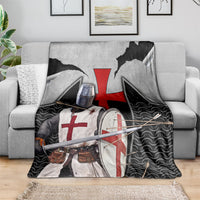 Knights Templar Warrior Red Cross Blanket Crusader Knight In Chainmail Armor With Shield And Sword Art