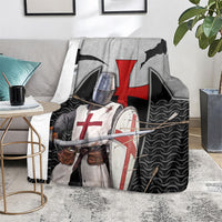 Knights Templar Warrior Red Cross Blanket Crusader Knight In Chainmail Armor With Shield And Sword Art