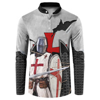 Knights Templar Warrior Red Cross Button Sweatshirt Crusader Knight In Chainmail Armor With Shield And Sword Art
