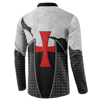 Knights Templar Warrior Red Cross Button Sweatshirt Crusader Knight In Chainmail Armor With Shield And Sword Art