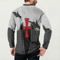 Knights Templar Warrior Red Cross Button Sweatshirt Crusader Knight In Chainmail Armor With Shield And Sword Art
