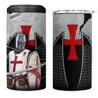 Knights Templar Warrior Red Cross 4 in 1 Can Cooler Tumbler Crusader Knight In Chainmail Armor With Shield And Sword Art