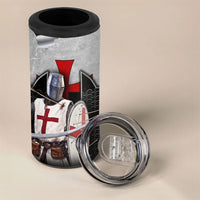 Knights Templar Warrior Red Cross 4 in 1 Can Cooler Tumbler Crusader Knight In Chainmail Armor With Shield And Sword Art