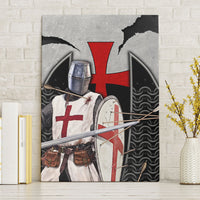 Knights Templar Warrior Red Cross Canvas Wall Art Crusader Knight In Chainmail Armor With Shield And Sword Art