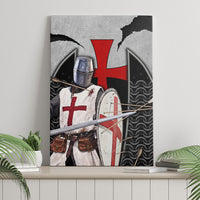 Knights Templar Warrior Red Cross Canvas Wall Art Crusader Knight In Chainmail Armor With Shield And Sword Art