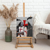 Knights Templar Warrior Red Cross Canvas Wall Art Crusader Knight In Chainmail Armor With Shield And Sword Art