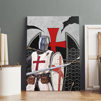 Knights Templar Warrior Red Cross Canvas Wall Art Crusader Knight In Chainmail Armor With Shield And Sword Art