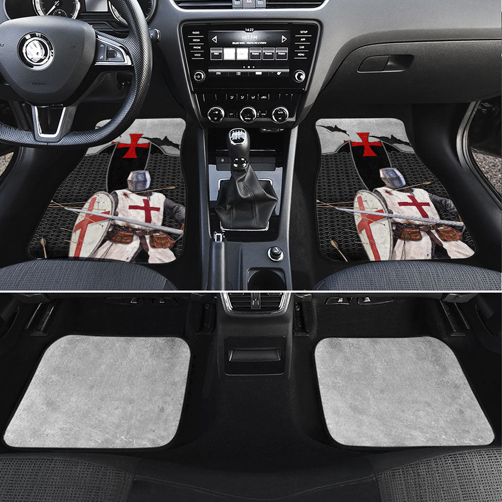 Knights Templar Warrior Red Cross Car Mats Crusader Knight In Chainmail Armor With Shield And Sword Art