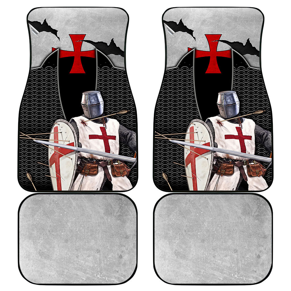 Knights Templar Warrior Red Cross Car Mats Crusader Knight In Chainmail Armor With Shield And Sword Art
