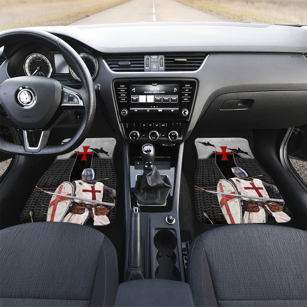 Knights Templar Warrior Red Cross Car Mats Crusader Knight In Chainmail Armor With Shield And Sword Art