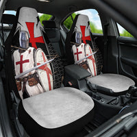 Knights Templar Warrior Red Cross Car Seat Cover Crusader Knight In Chainmail Armor With Shield And Sword Art