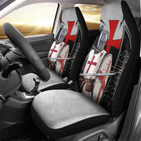 Knights Templar Warrior Red Cross Car Seat Cover Crusader Knight In Chainmail Armor With Shield And Sword Art