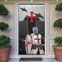 Knights Templar Warrior Red Cross Door Cover Crusader Knight In Chainmail Armor With Shield And Sword Art