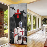 Knights Templar Warrior Red Cross Door Cover Crusader Knight In Chainmail Armor With Shield And Sword Art