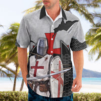 Knights Templar Warrior Red Cross Hawaiian Shirt Crusader Knight In Chainmail Armor With Shield And Sword Art