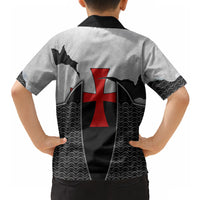 Knights Templar Warrior Red Cross Hawaiian Shirt Crusader Knight In Chainmail Armor With Shield And Sword Art