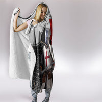 Knights Templar Warrior Red Cross Hooded Blanket Crusader Knight In Chainmail Armor With Shield And Sword Art
