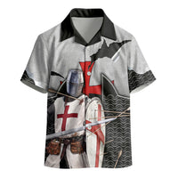Knights Templar Warrior Red Cross Kid Hawaiian Shirt Crusader Knight In Chainmail Armor With Shield And Sword Art