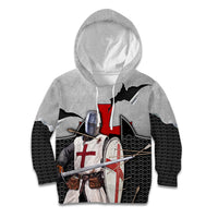 Knights Templar Warrior Red Cross Kid Hoodie Crusader Knight In Chainmail Armor With Shield And Sword Art