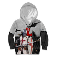 Knights Templar Warrior Red Cross Kid Hoodie Crusader Knight In Chainmail Armor With Shield And Sword Art