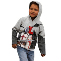 Knights Templar Warrior Red Cross Kid Hoodie Crusader Knight In Chainmail Armor With Shield And Sword Art