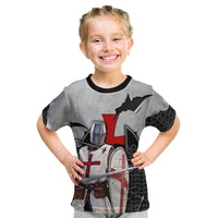 Knights Templar Warrior Red Cross Kid T Shirt Crusader Knight In Chainmail Armor With Shield And Sword Art