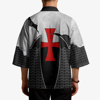 Knights Templar Warrior Red Cross Kimono Crusader Knight In Chainmail Armor With Shield And Sword Art