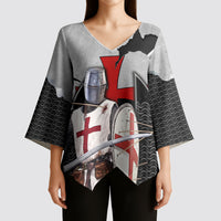 Knights Templar Warrior Red Cross Kimono Sleeve Blouse Crusader Knight In Chainmail Armor With Shield And Sword Art