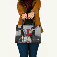 Knights Templar Warrior Red Cross Leather Bag Crusader Knight In Chainmail Armor With Shield And Sword Art