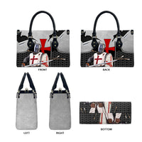 Knights Templar Warrior Red Cross Leather Bag Crusader Knight In Chainmail Armor With Shield And Sword Art