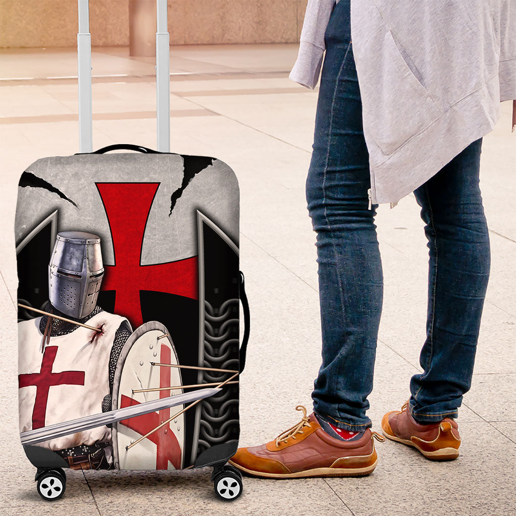 Knights Templar Warrior Red Cross Luggage Cover Crusader Knight In Chainmail Armor With Shield And Sword Art
