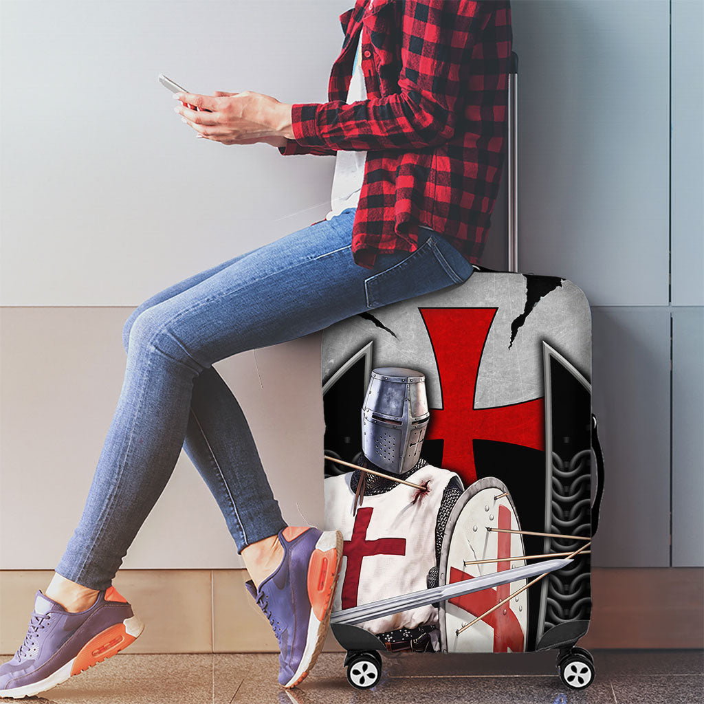 Knights Templar Warrior Red Cross Luggage Cover Crusader Knight In Chainmail Armor With Shield And Sword Art