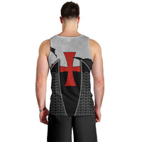 Knights Templar Warrior Red Cross Men Tank Top Crusader Knight In Chainmail Armor With Shield And Sword Art