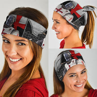 Knights Templar Warrior Red Cross Neck Gaiter Crusader Knight In Chainmail Armor With Shield And Sword Art